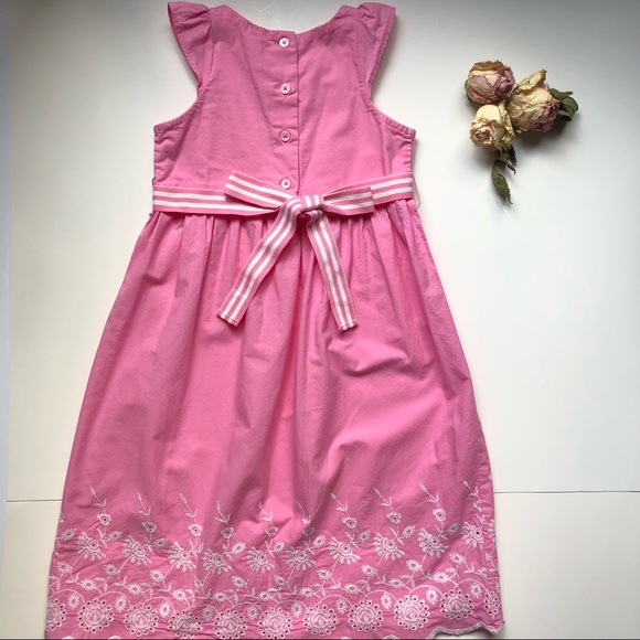 Oshkosh Pink Flutter Eyelet Dress - Girls 5 - Picture 5 of 8
